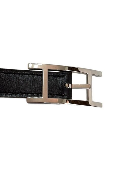 Hermes Belt 75 Hapi 3 Black Blue Jean Silver Reversible Leather
